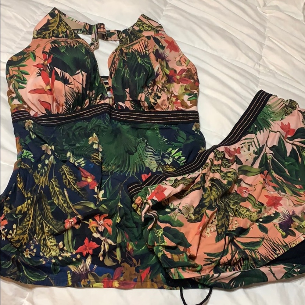 Cacique botanical tankini swim suit set